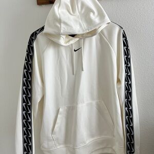 Nike Unisex Cream Hoodie with Black Details Size Medium